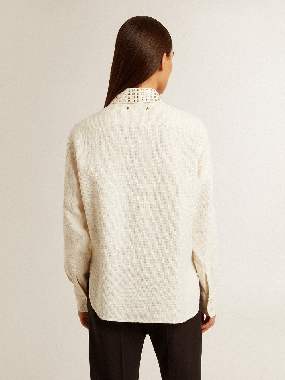 Golden Goose Women's viscose and cotton blend shirt with crystal-embellished collar
