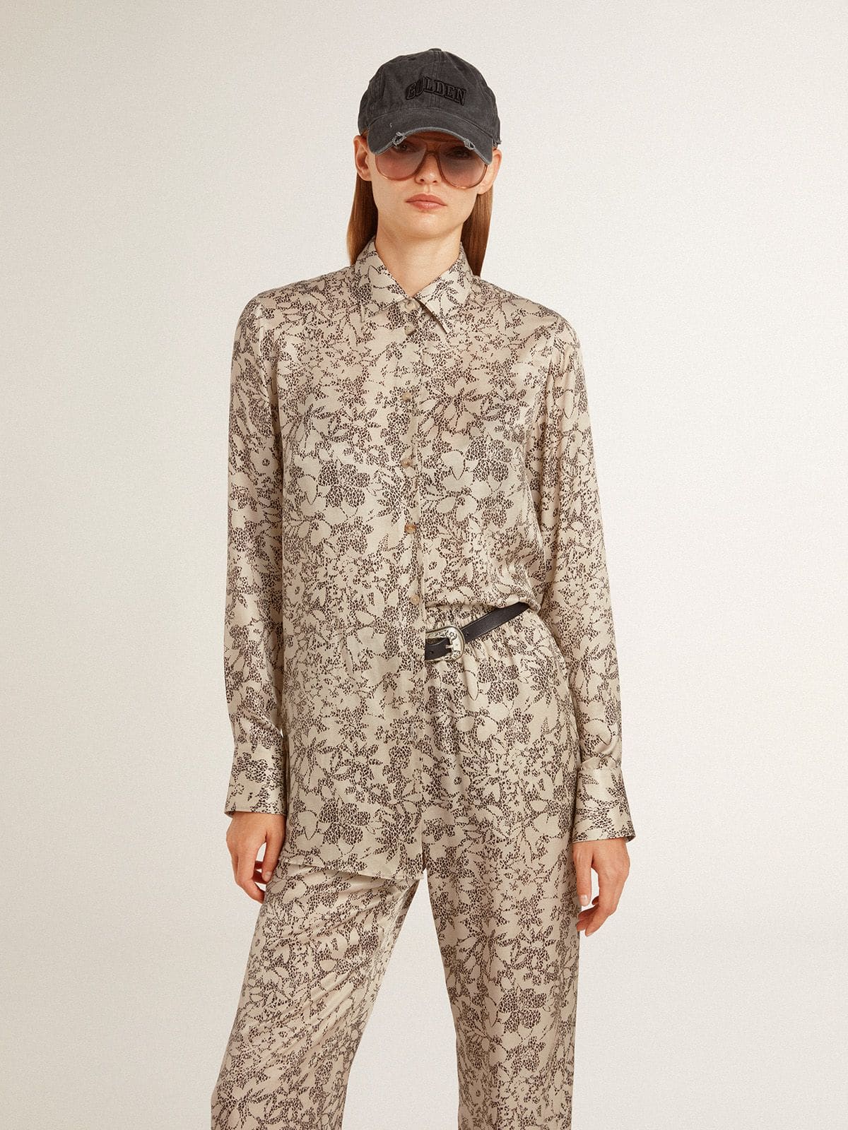 Golden Goose Women's silk blend pajama shirt with a floral print