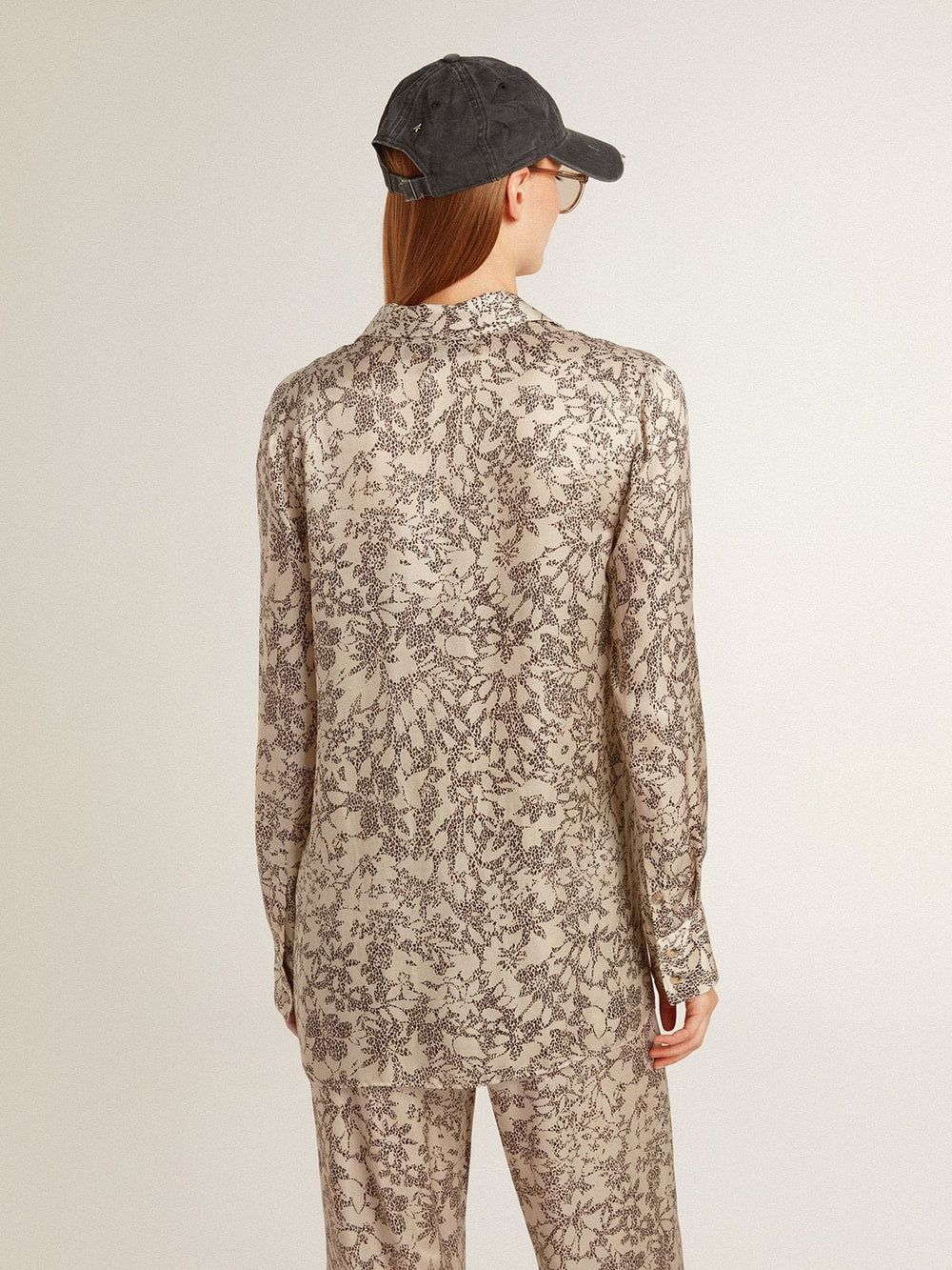 Golden Goose Women's silk blend pajama shirt with a floral print