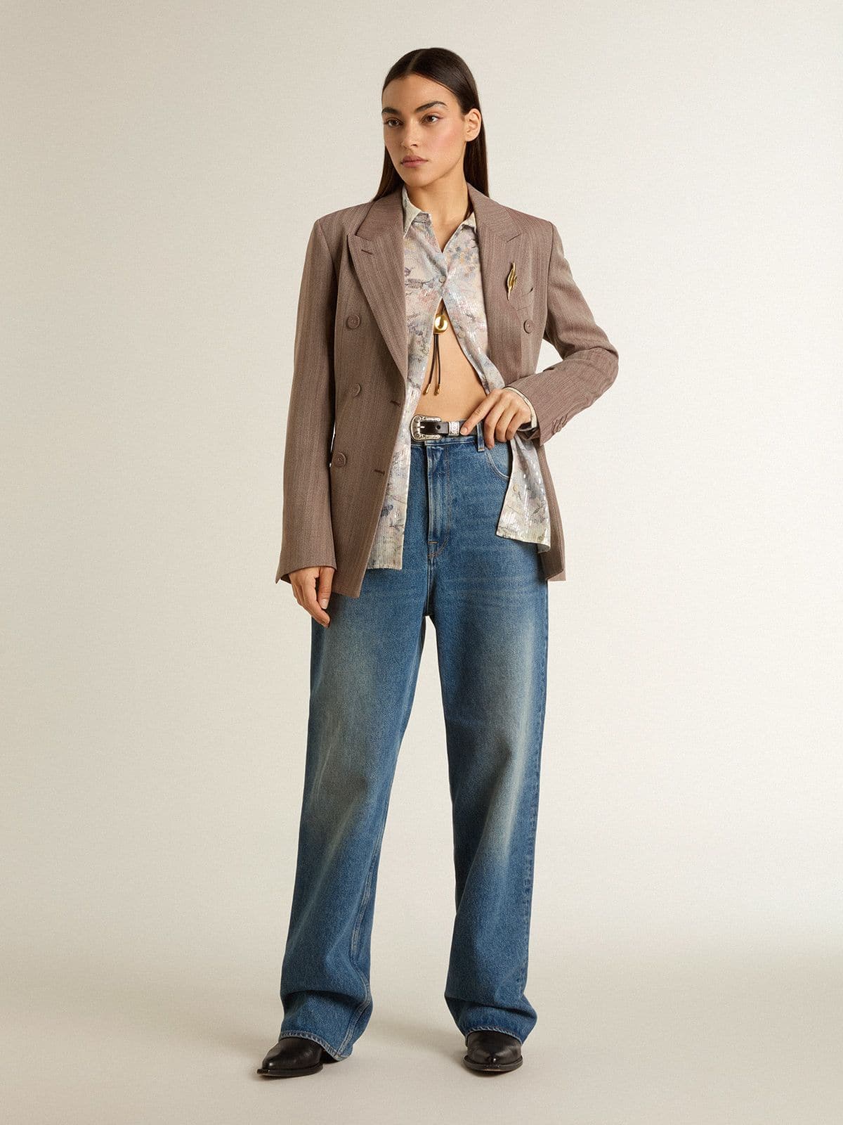 Golden Goose Women's shirt with multicolor floral sequin print