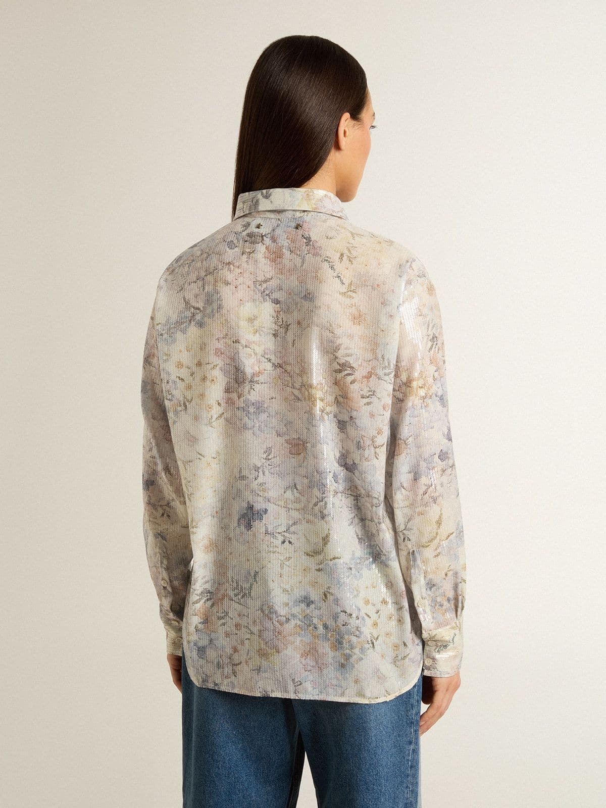 Golden Goose Women's shirt with multicolor floral sequin print