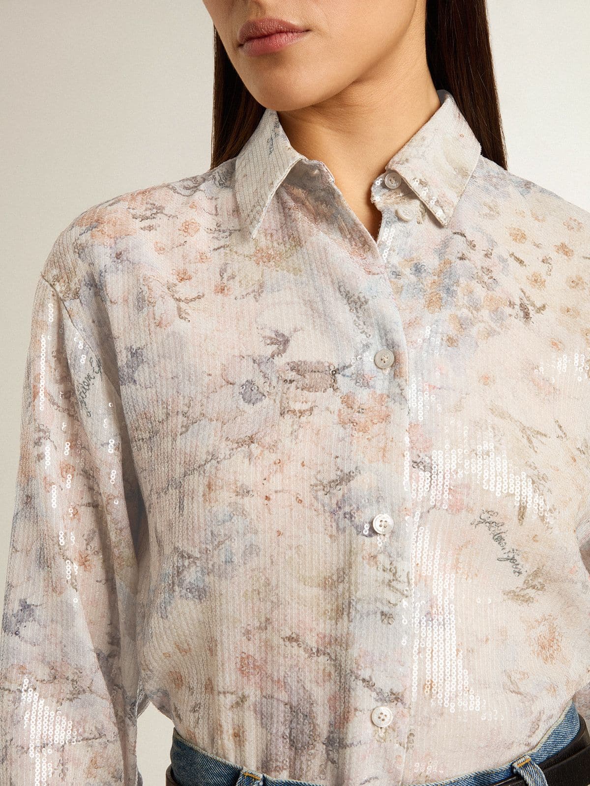 Golden Goose Women's shirt with multicolor floral sequin print