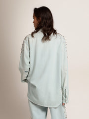 Golden Goose Women's bleached boyfriend shirt with cabochon crystals