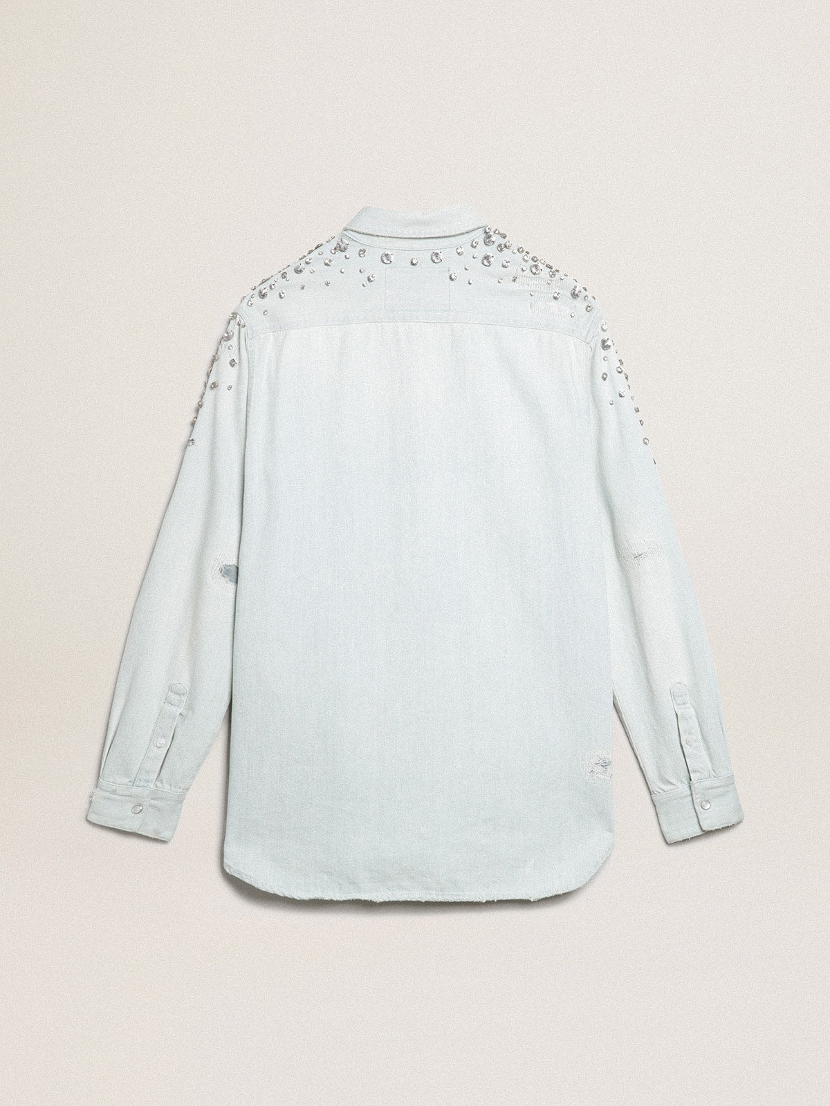 Golden Goose Women's bleached boyfriend shirt with cabochon crystals