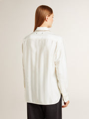 Golden Goose Women's shirt with a vertical striped pattern and crystal embroidery