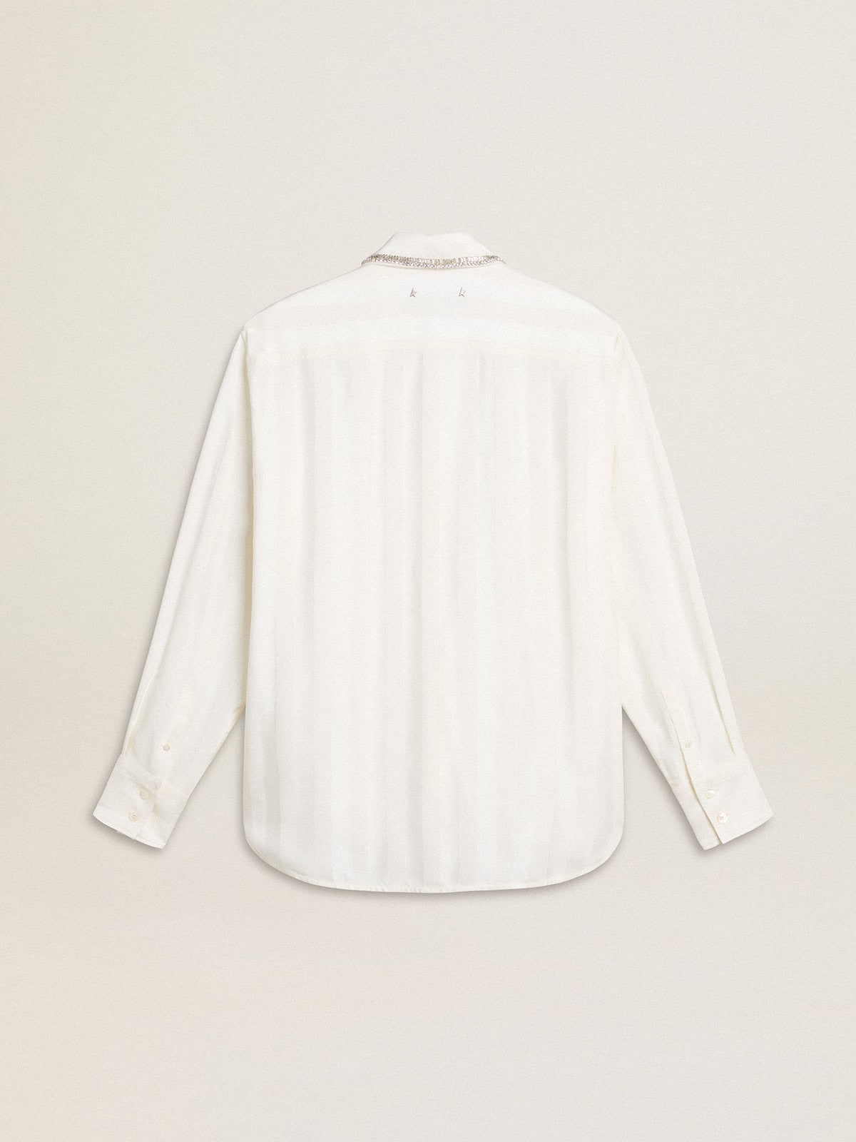 Golden Goose Women's shirt with a vertical striped pattern and crystal embroidery