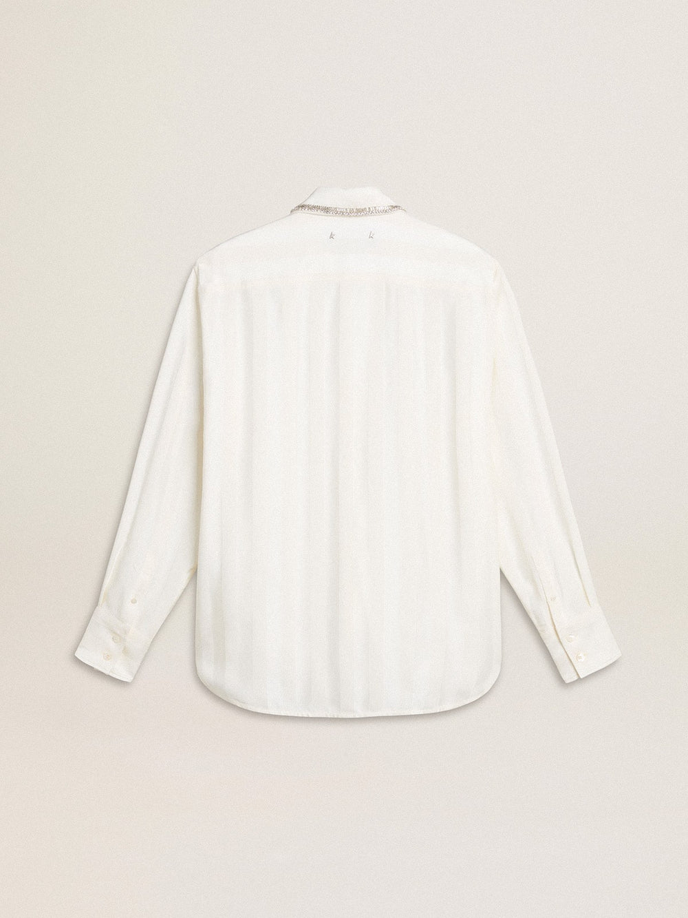 Golden Goose Women's shirt with a vertical striped pattern and crystal embroidery