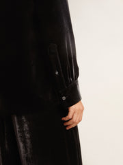 Golden Goose Velvet-effect black shirt with embroidery