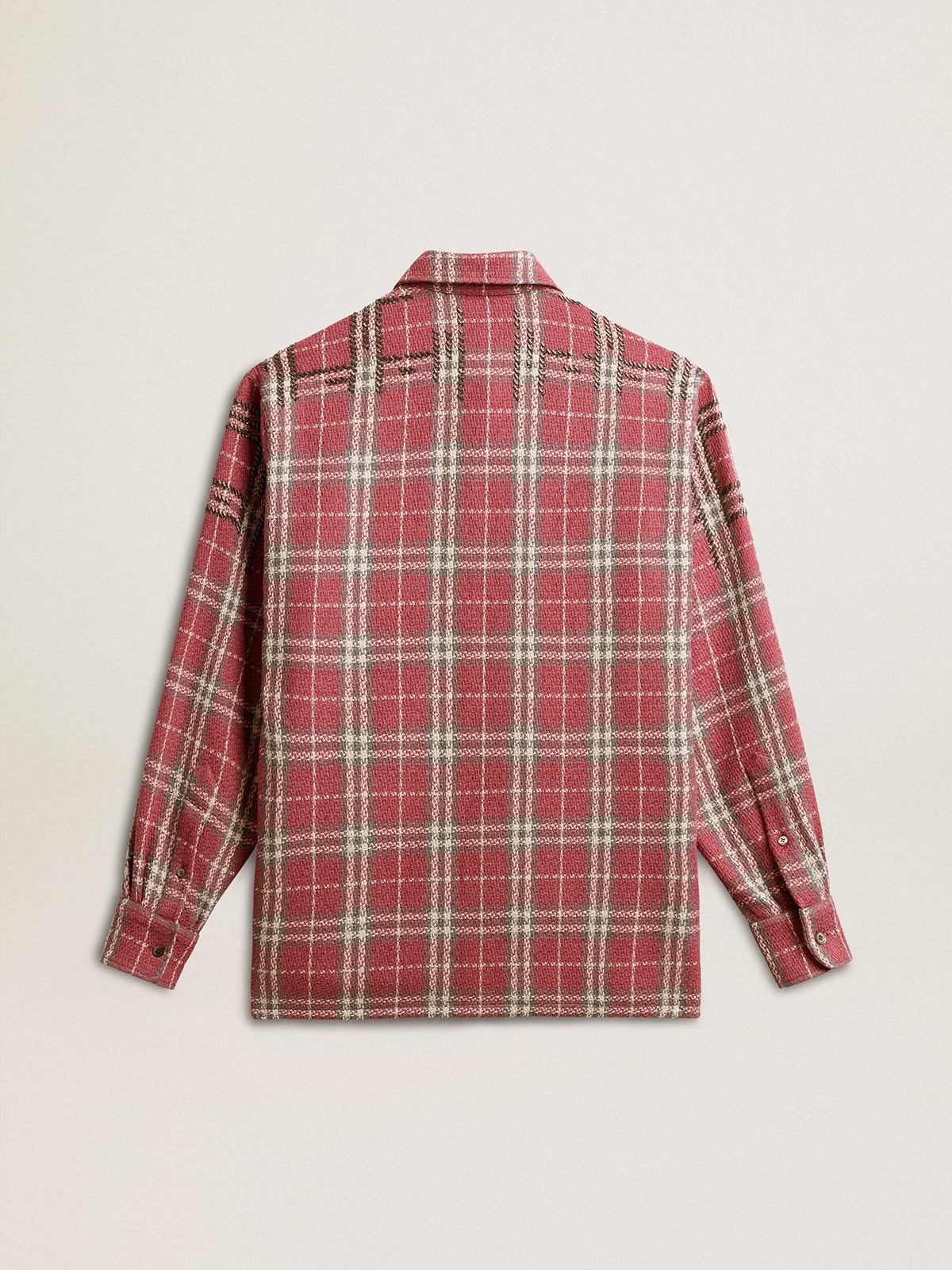 Golden Goose Women's shirt with pink, sand and gray check embroidery