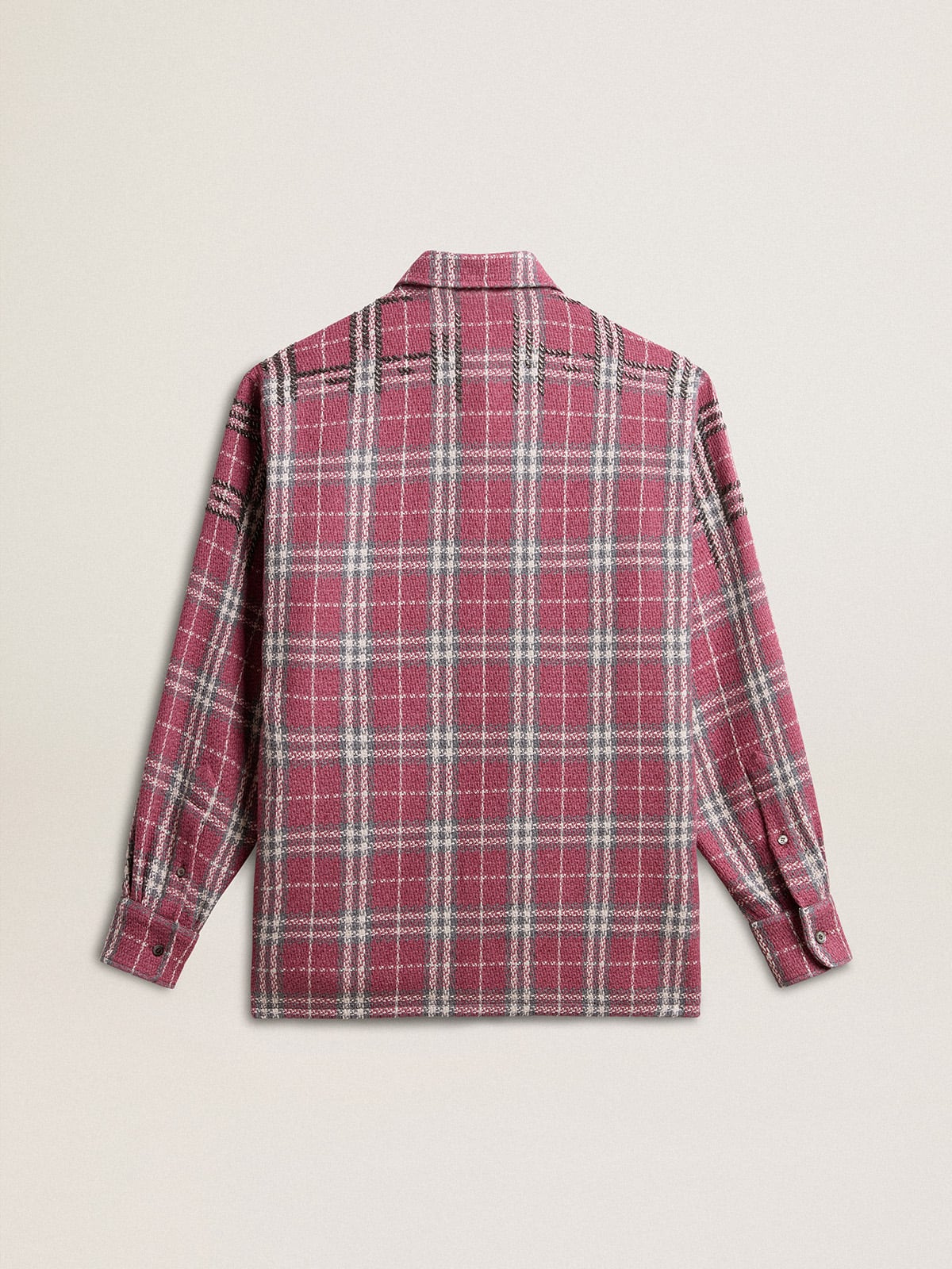 Golden Goose Women's shirt with pink, sand and gray check embroidery