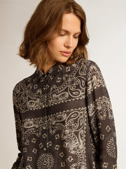 Golden Goose Pajama shirt in anthracite gray with paisley print