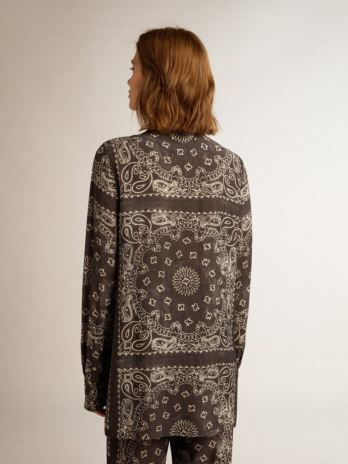 Golden Goose Pajama shirt in anthracite gray with paisley print