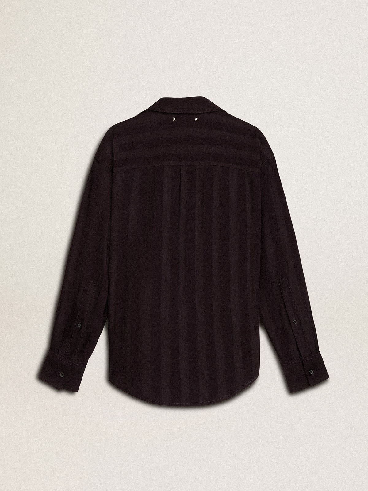 Golden Goose Women's black shirt with vertical stripes and side knot closure