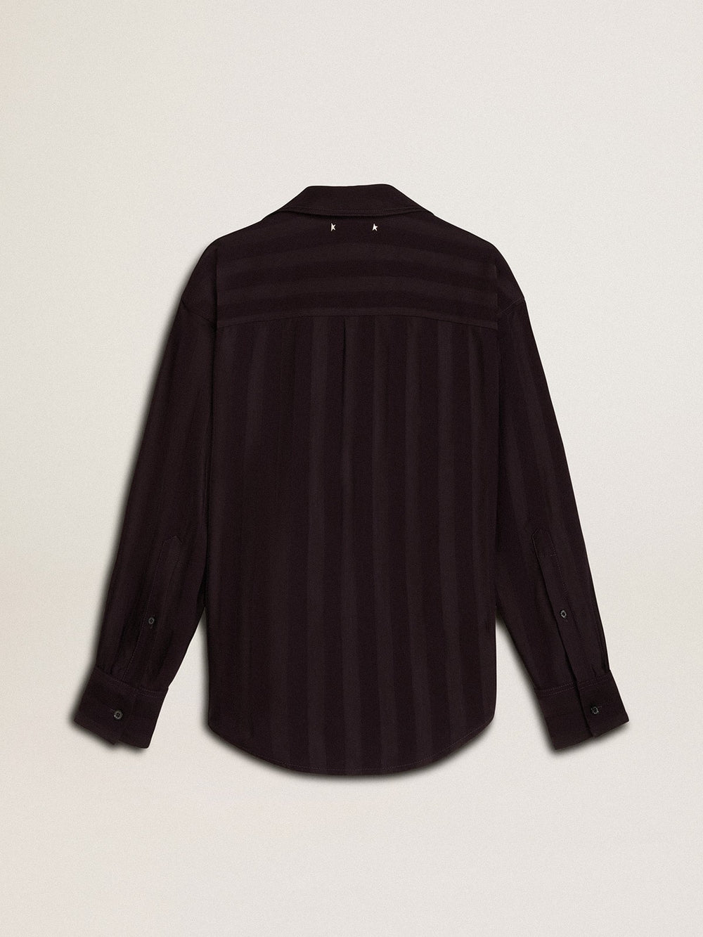 Golden Goose Women's black shirt with vertical stripes and side knot closure