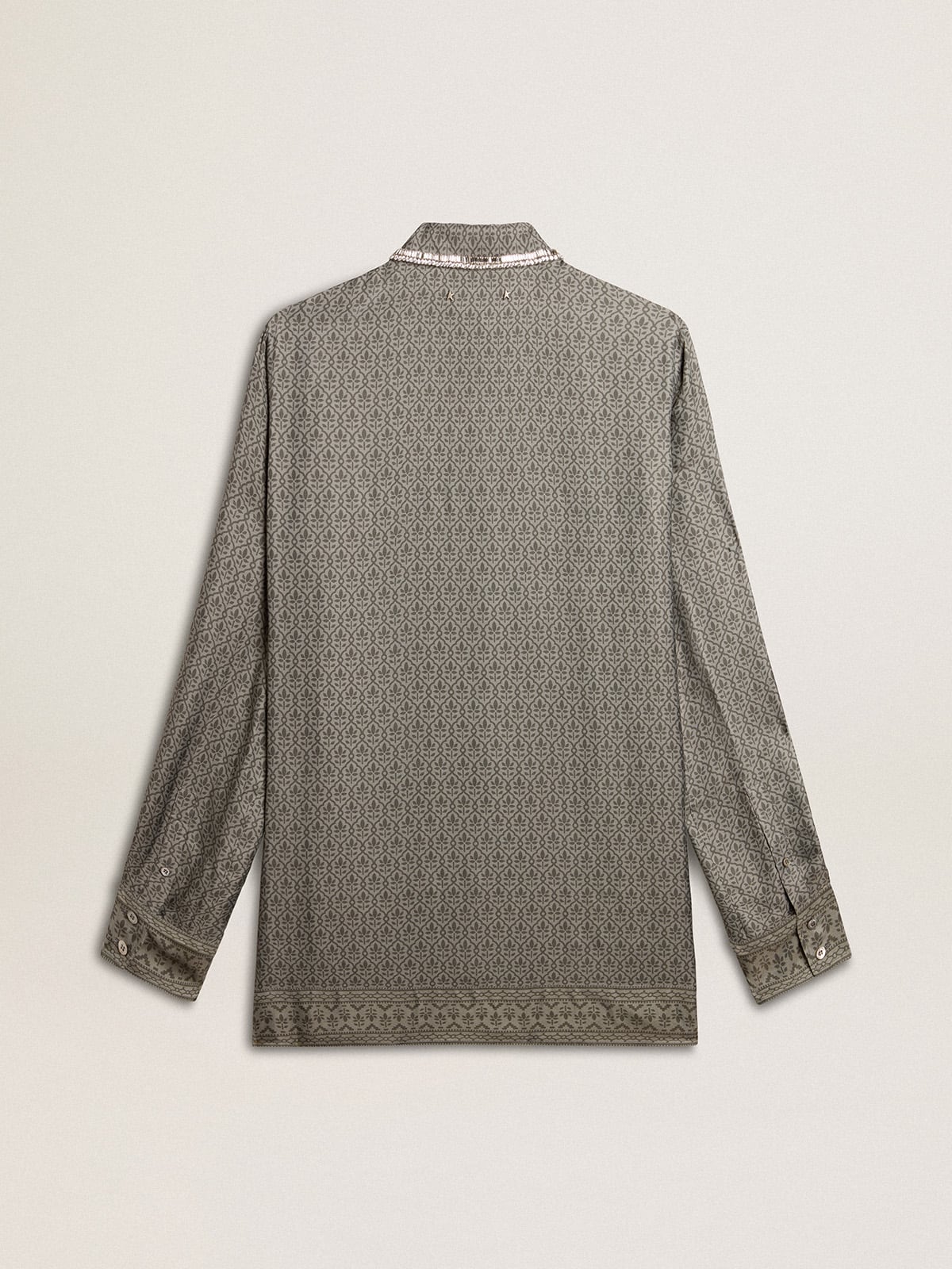 Golden Goose Women's green viscose-blend silk shirt with floral pattern