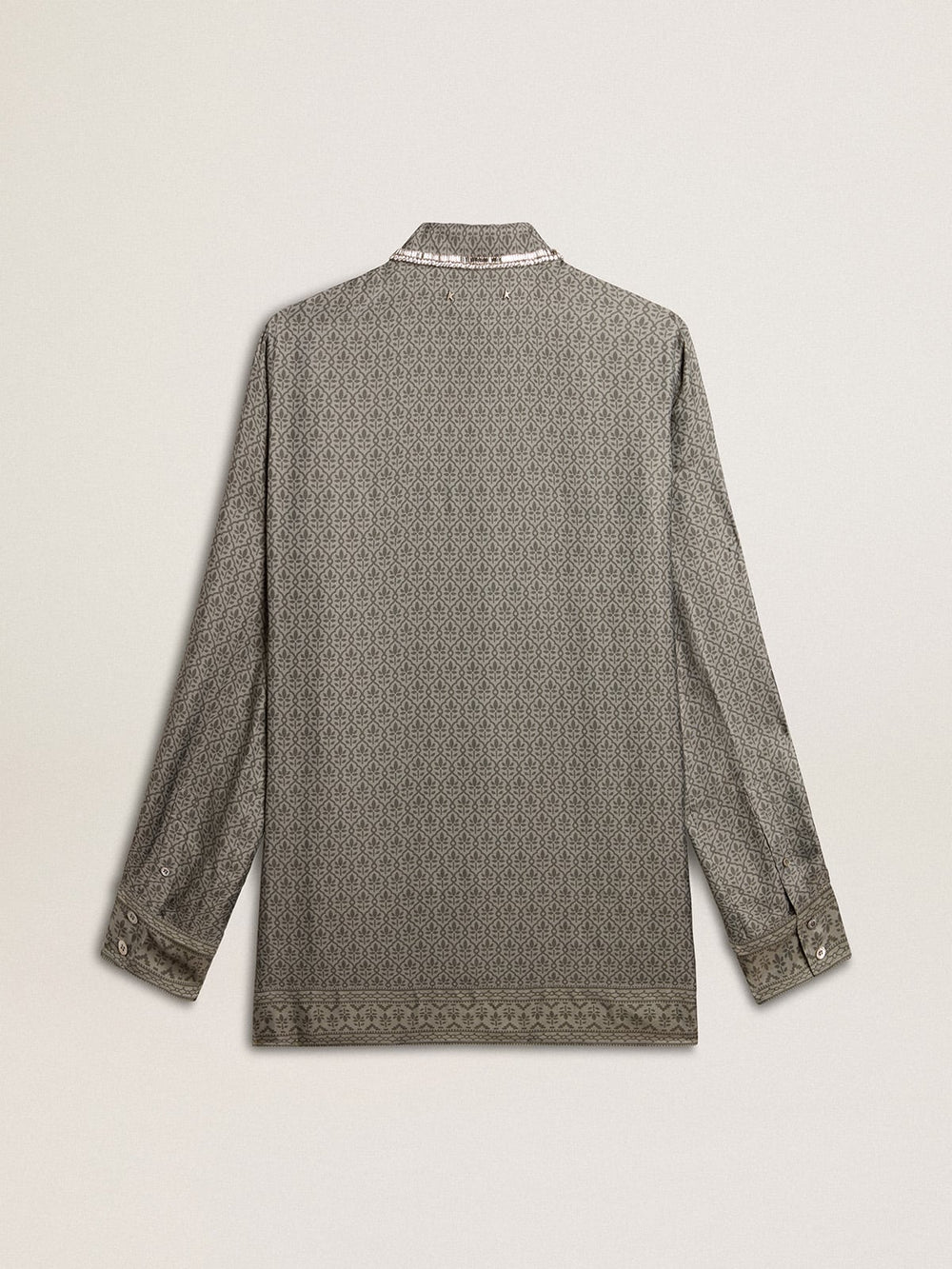Golden Goose Women's green viscose-blend silk shirt with floral pattern