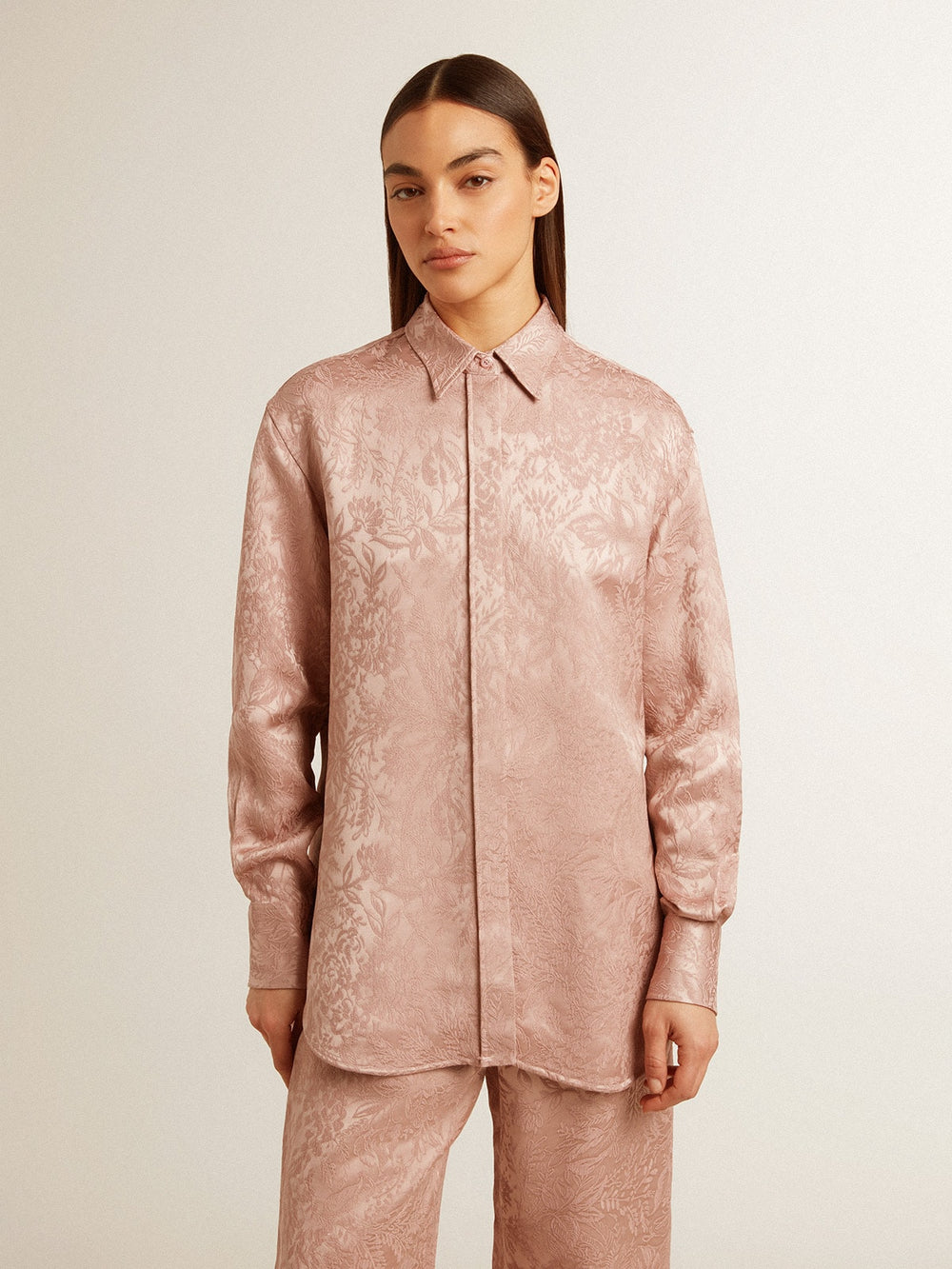 Golden Goose Women's pink viscose shirt with floral pattern