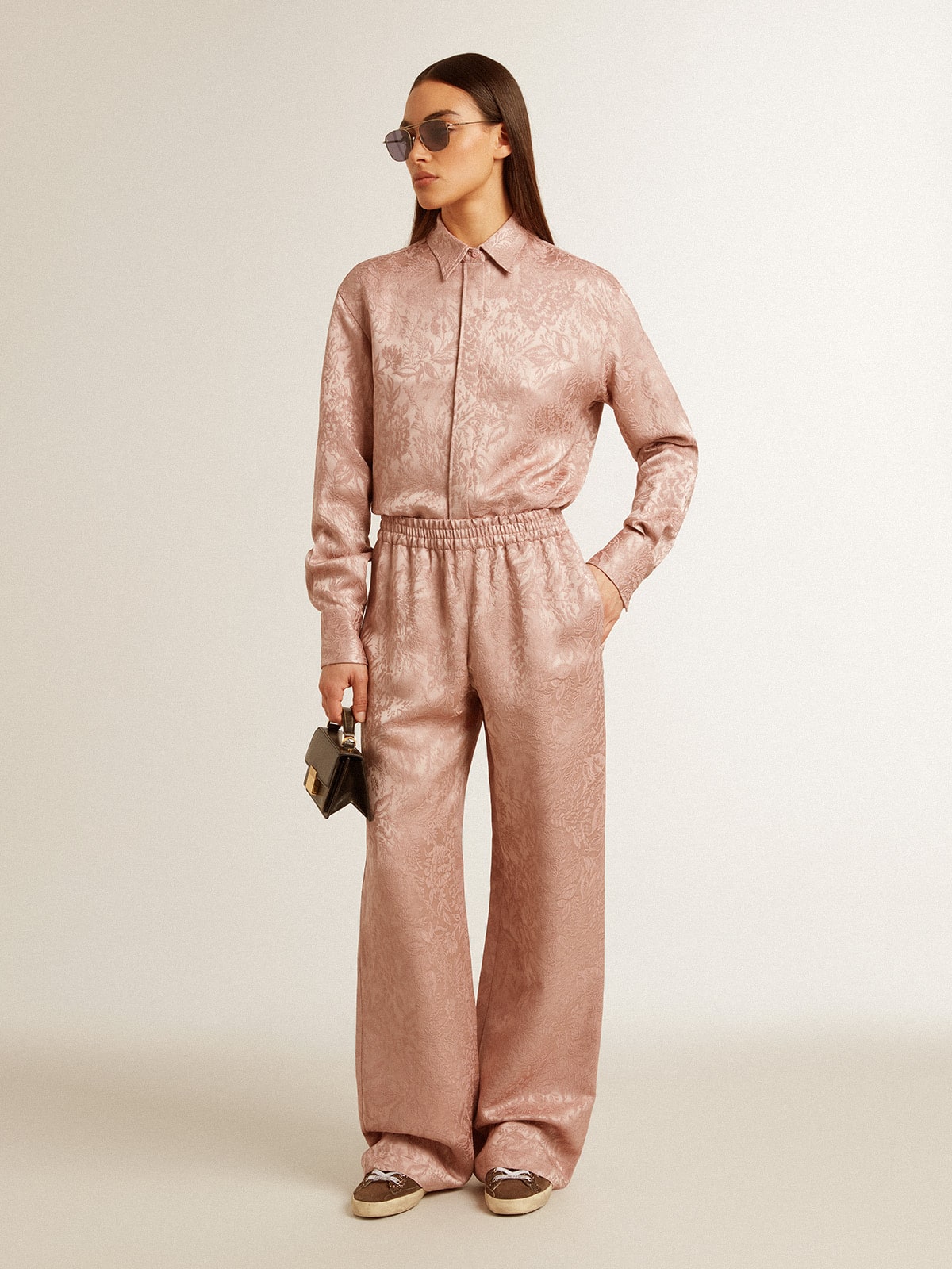 Golden Goose Women's pink viscose shirt with floral pattern