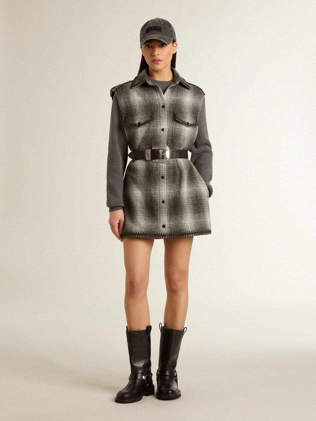 Golden Goose Women's dark gray wool-blend shirt dress