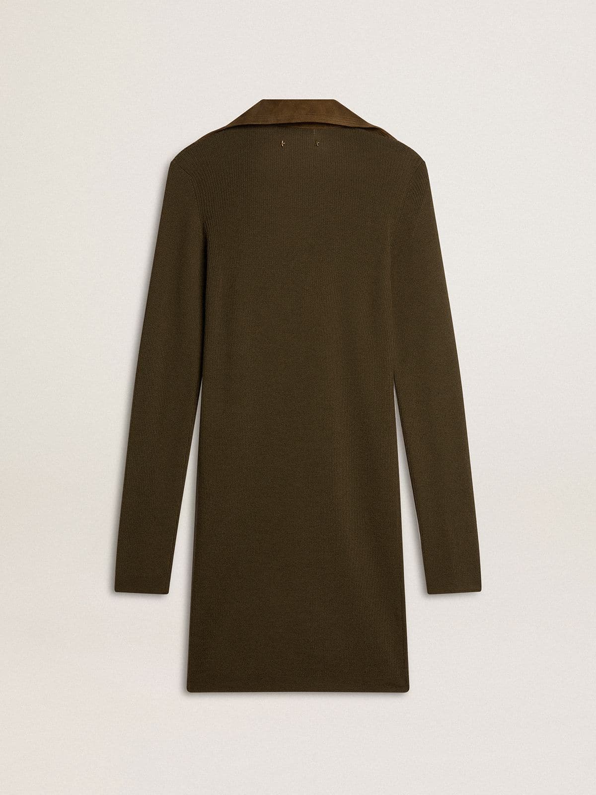 Golden Goose Military green wool mini dress with leather details