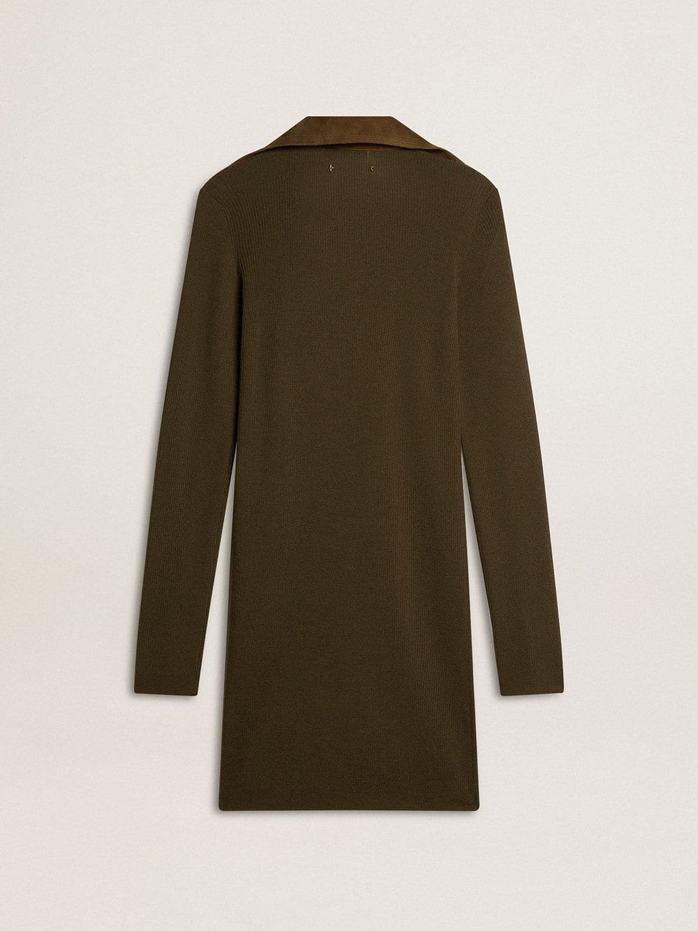 Golden Goose Military green wool mini dress with leather details