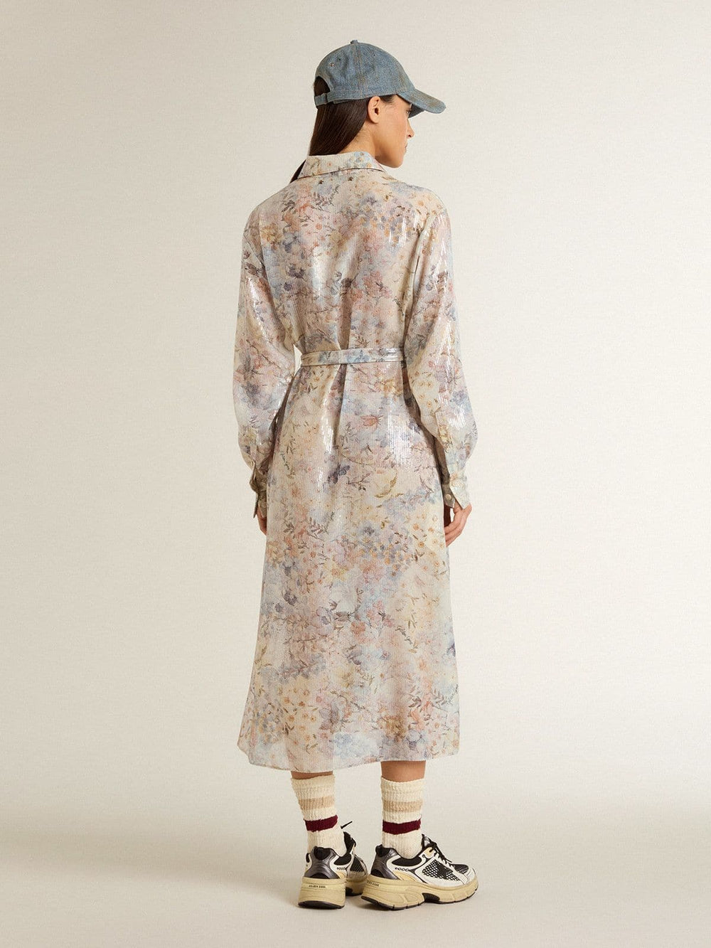 Golden Goose Women's shirt dress with multicolor sequined floral print