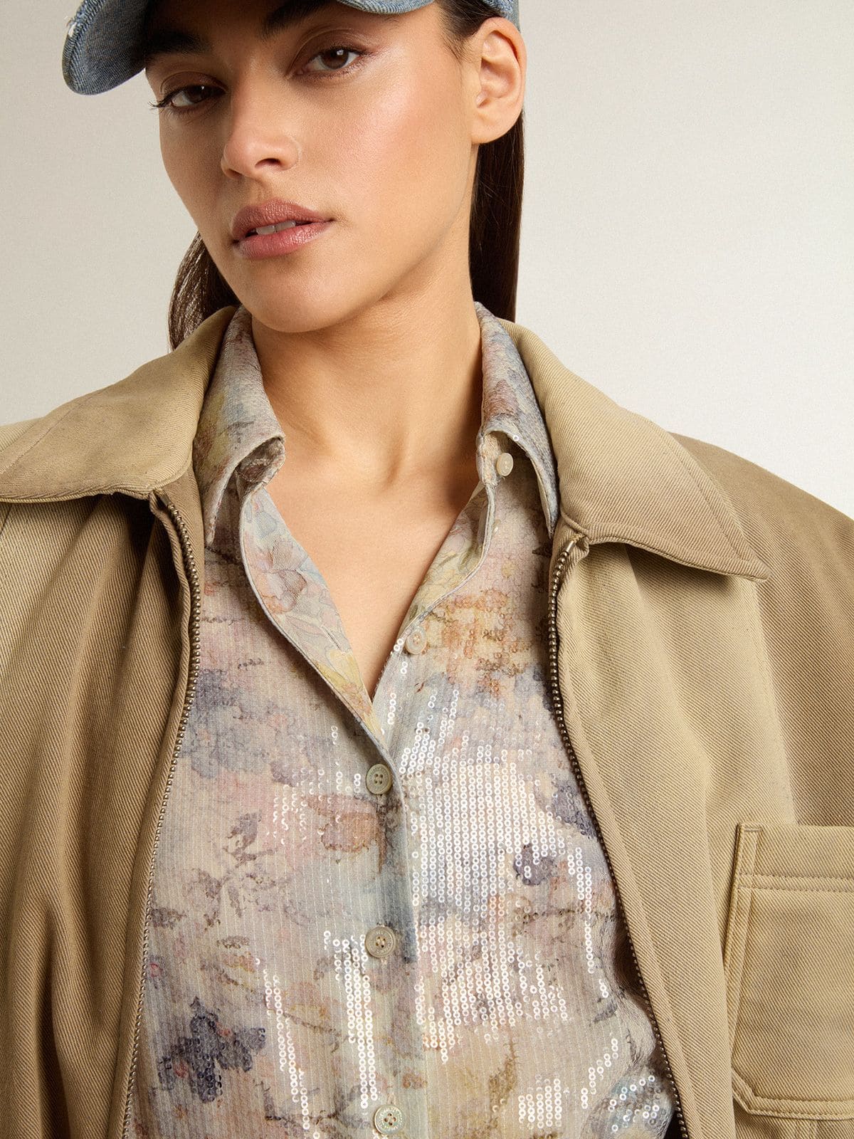 Golden Goose Women's shirt dress with multicolor sequined floral print