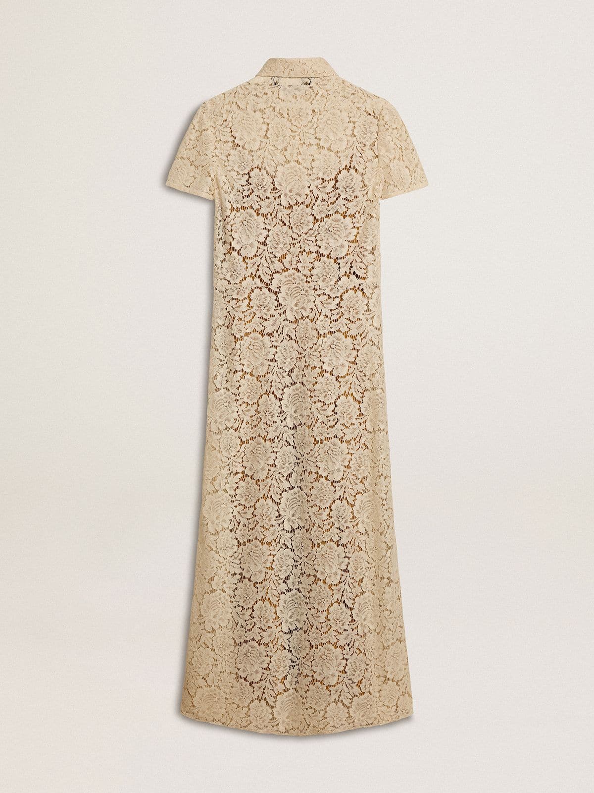 Golden Goose Women's midi dress in cream-colored see-through lace