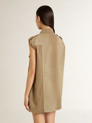 Golden Goose Women's shirt dress in sand-colored denim with military details