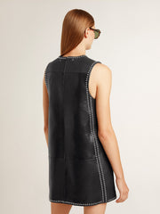Golden Goose Women’s black nappa leather dress with studs