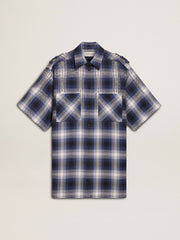 Golden Goose Women's short shirt dress with 3D checkerboard pattern and embroidery
