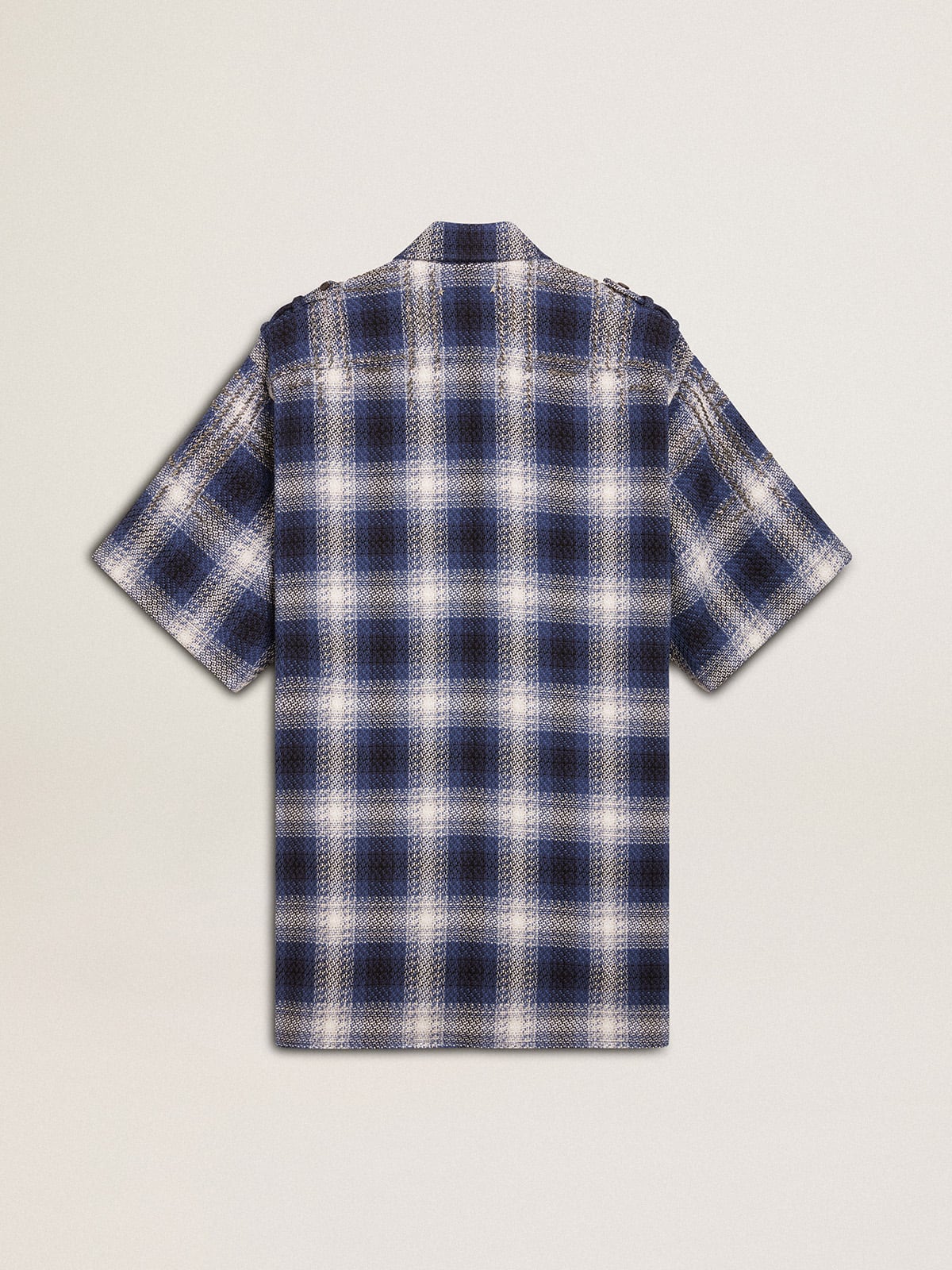 Golden Goose Women's short shirt dress with 3D checkerboard pattern and embroidery