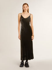 Golden Goose Women's black velvet-effect slip dress