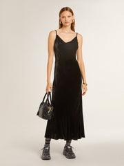 Golden Goose Women's black velvet-effect slip dress