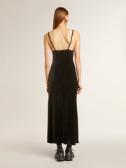 Golden Goose Women's black velvet-effect slip dress