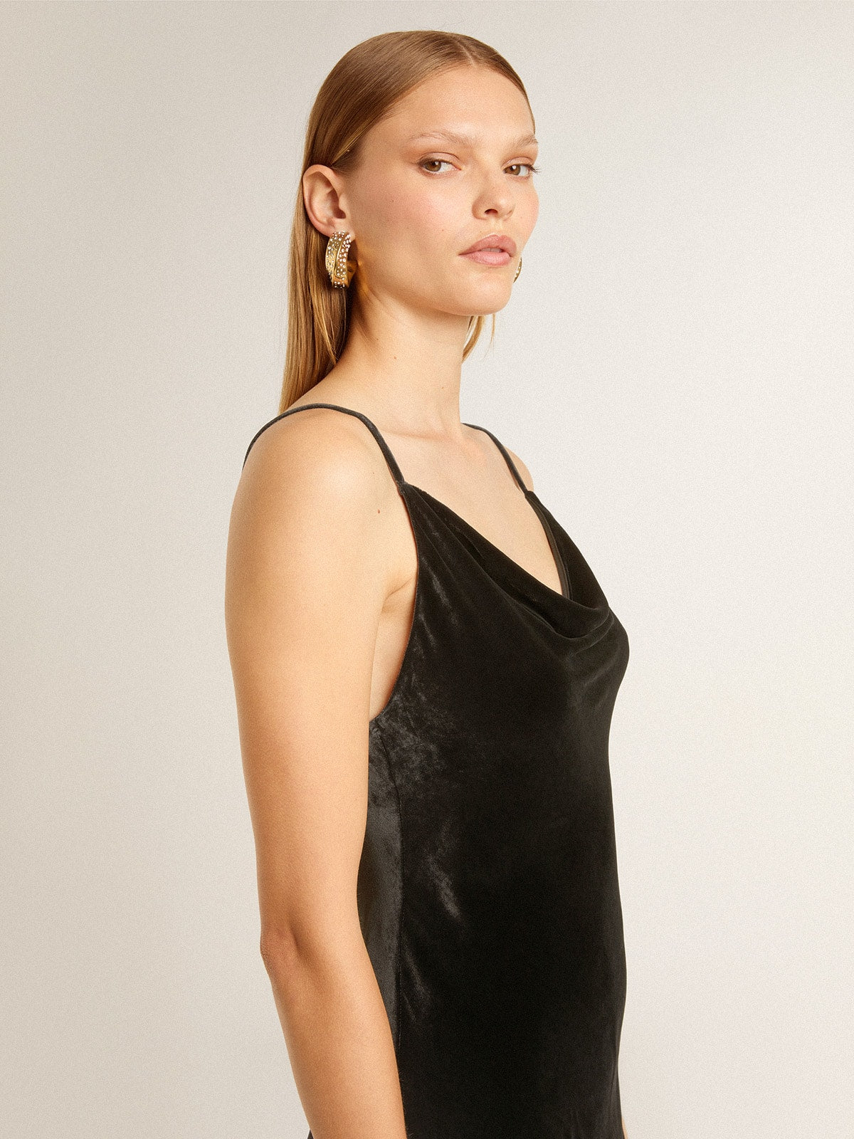 Golden Goose Women's black velvet-effect slip dress