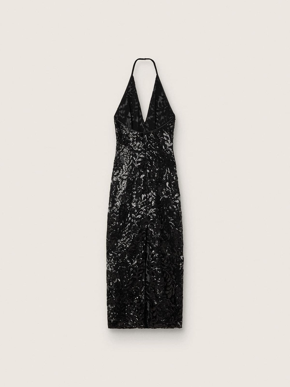 Golden Goose Women's long dress in tulle with floral embroidery in black sequins