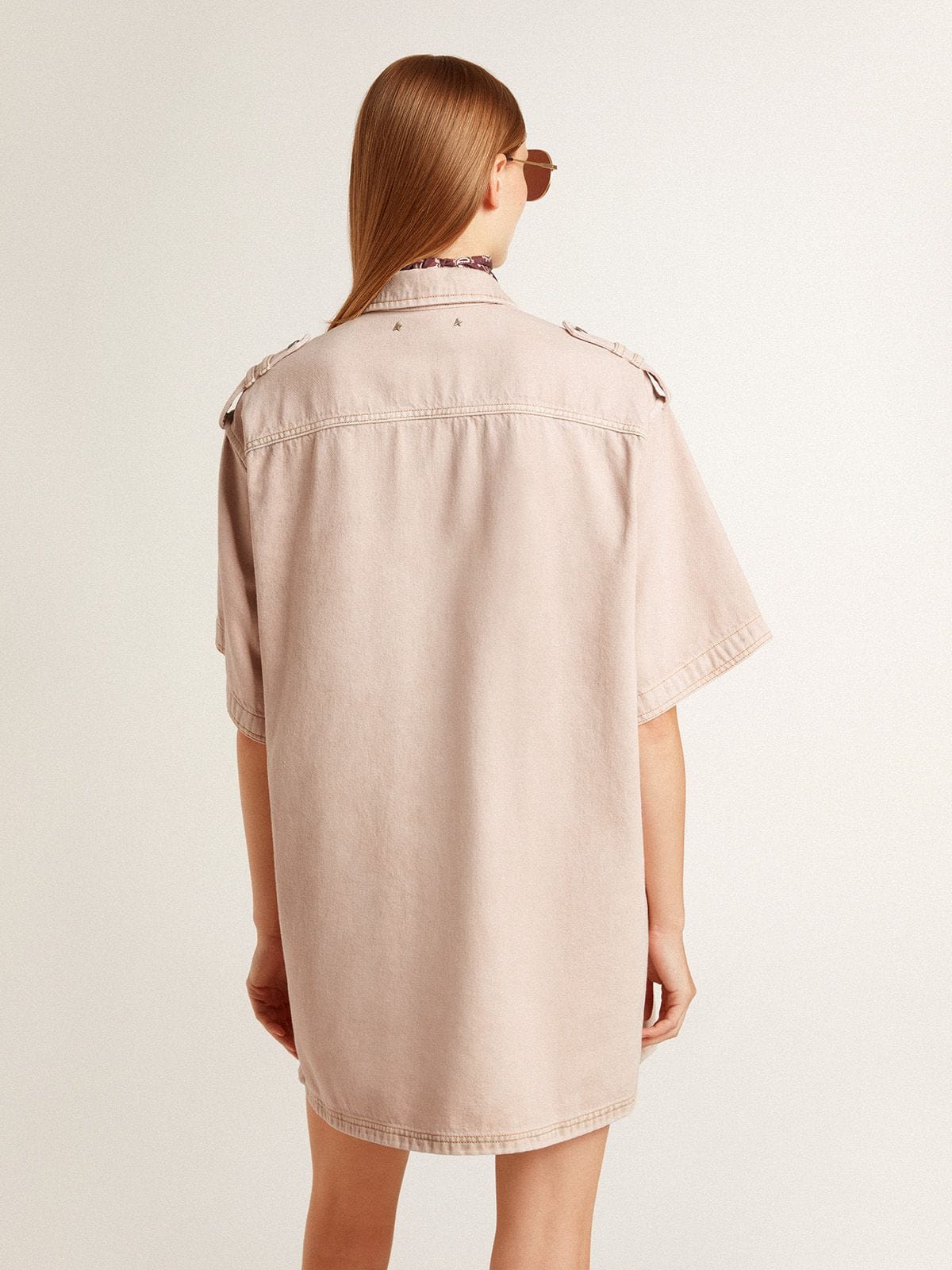 Golden Goose Women's oversized fit pink dyed denim shirt
