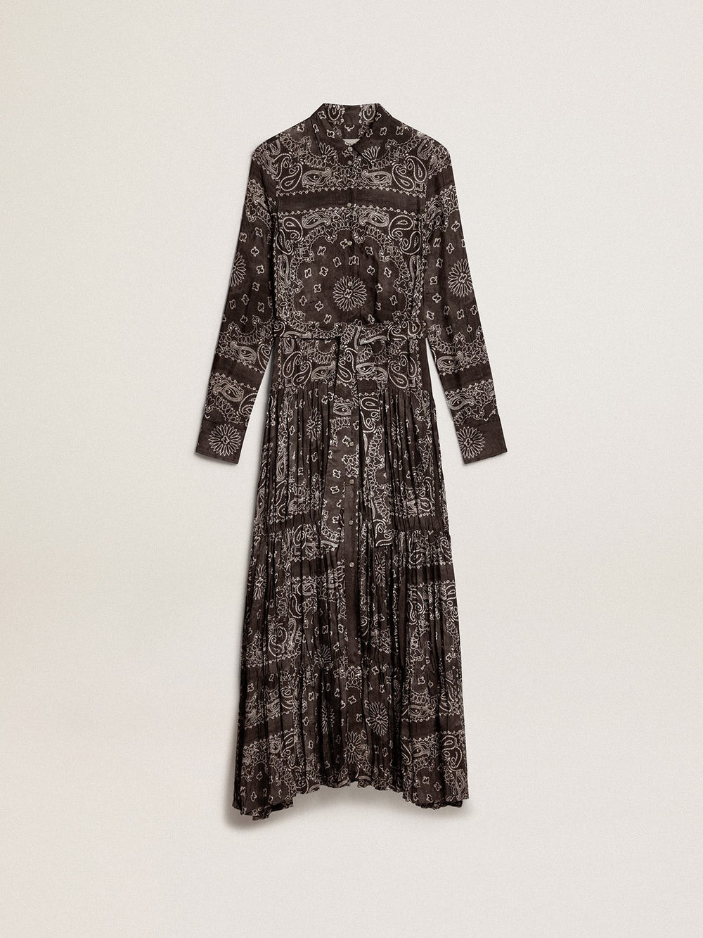 Golden Goose Anthracite-gray shirt dress with paisley print