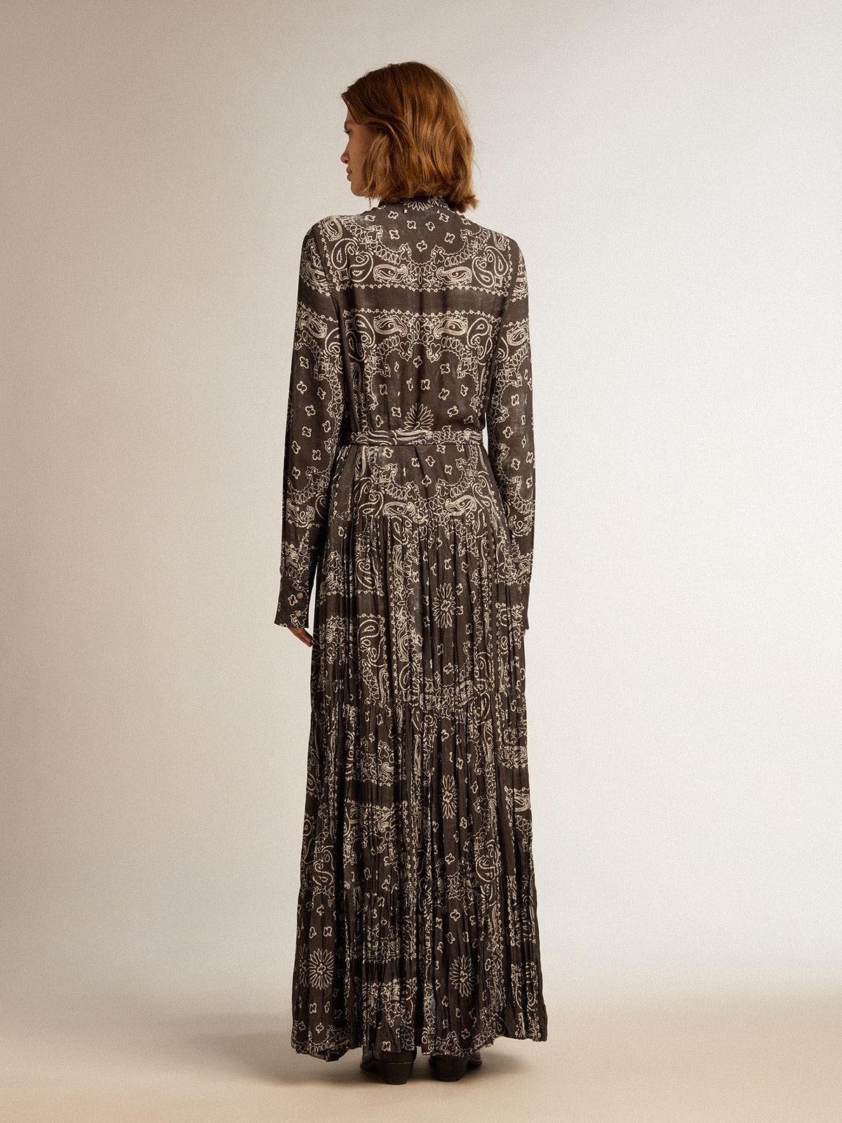 Golden Goose Anthracite-gray shirt dress with paisley print