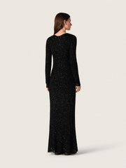 Golden Goose Women's long dress in black mesh with black sequins