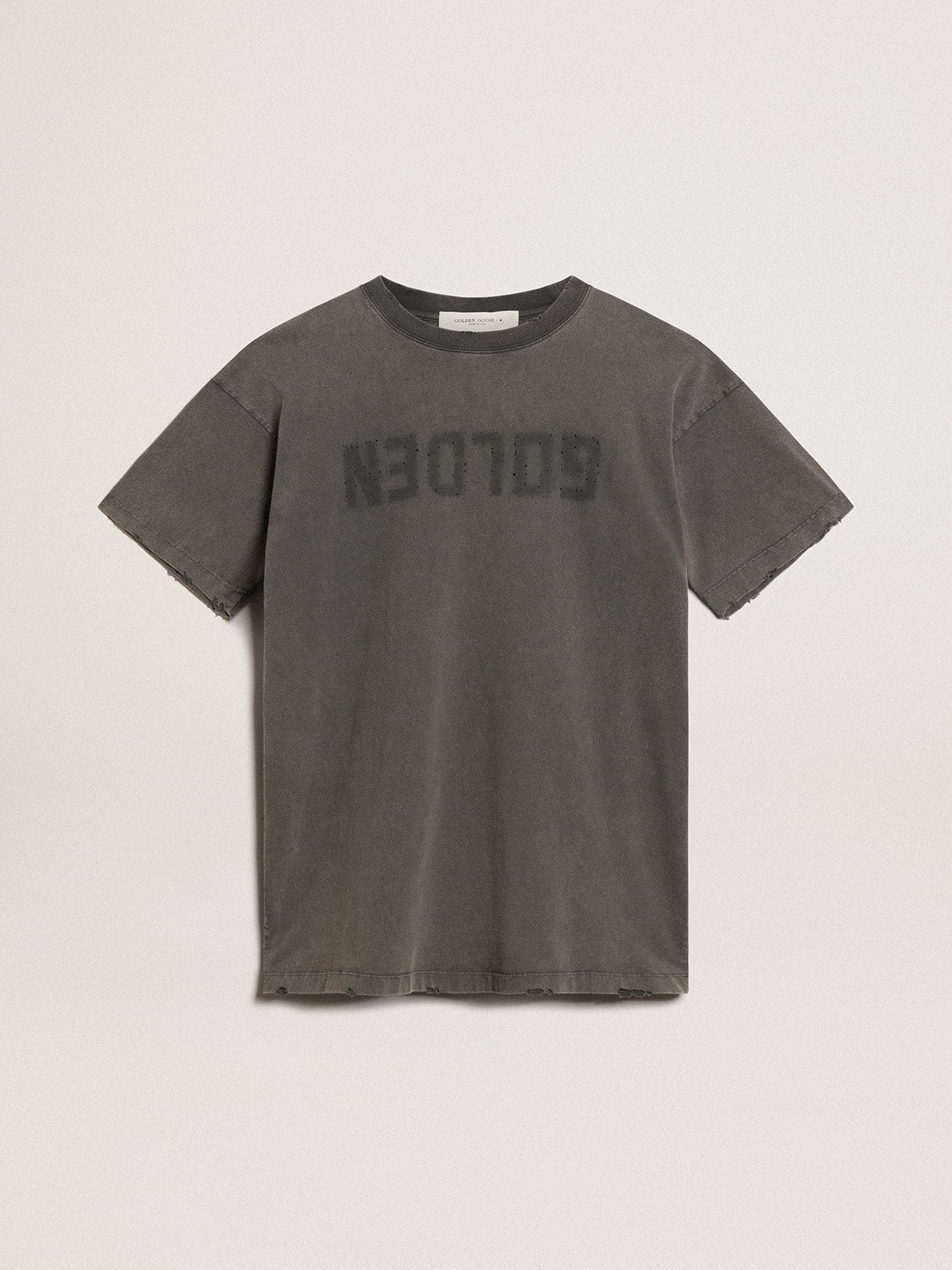 Golden Goose Women's gray T-shirt dress with distressed treatment