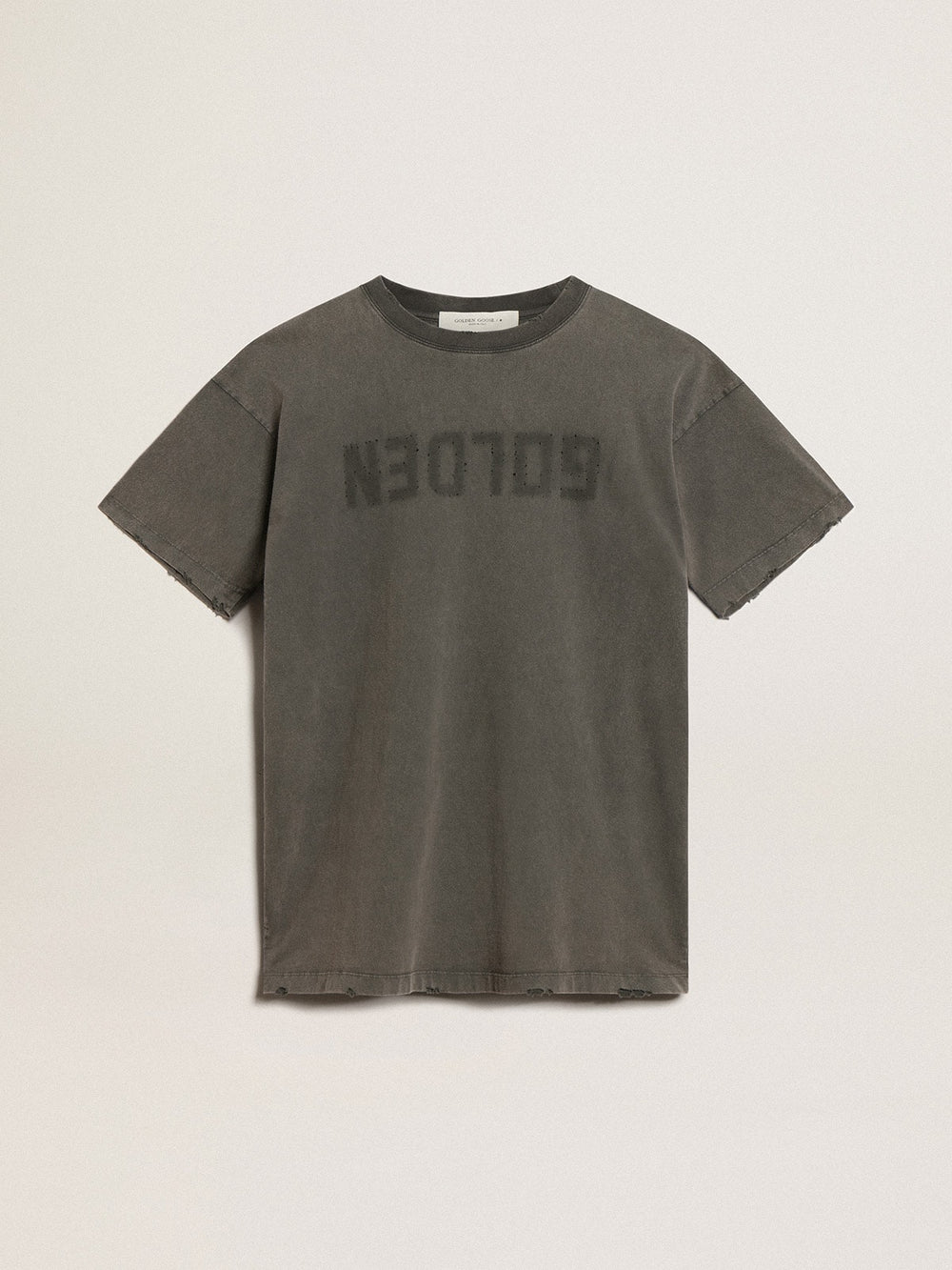 Golden Goose Women's gray T-shirt dress with distressed treatment