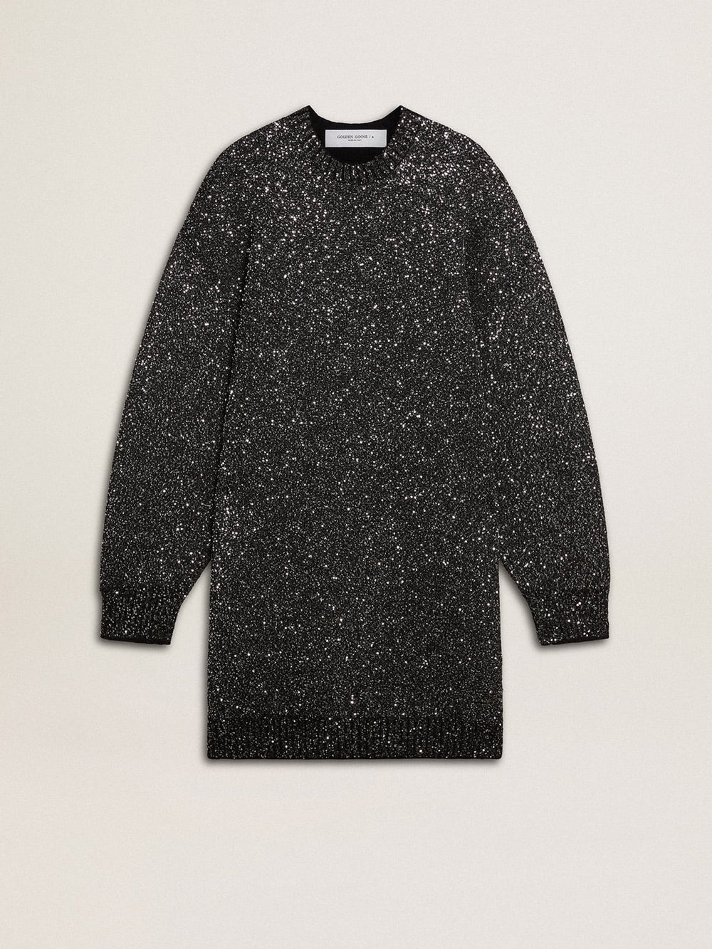 Golden Goose Women's black crew neck dress with all-over silver sequins