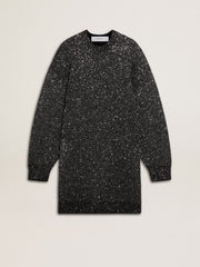 Golden Goose Women's black crew neck dress with all-over silver sequins