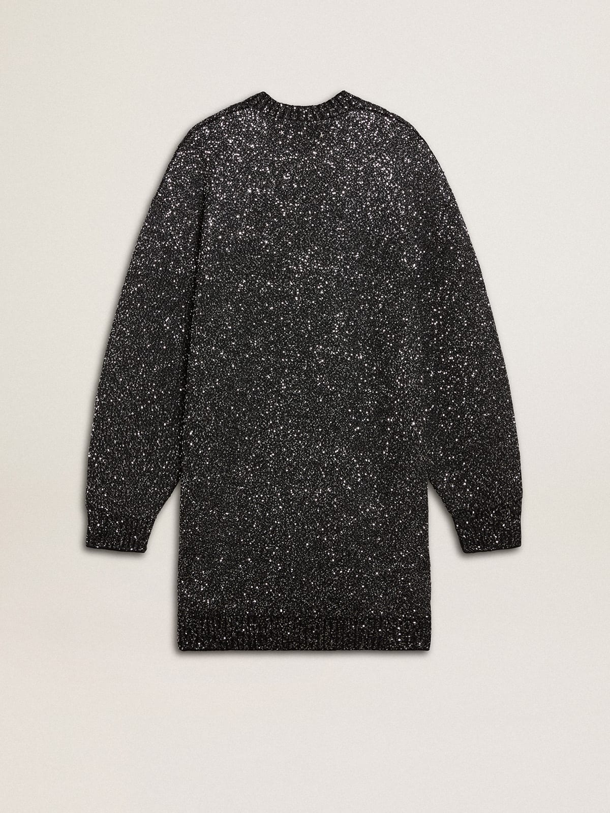 Golden Goose Women's black crew neck dress with all-over silver sequins