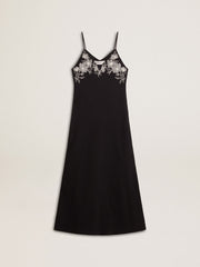 Golden Goose Women’s black slip dress with embroidery