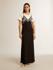 Golden Goose Women’s black slip dress with embroidery