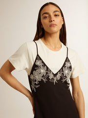 Golden Goose Women’s black slip dress with embroidery