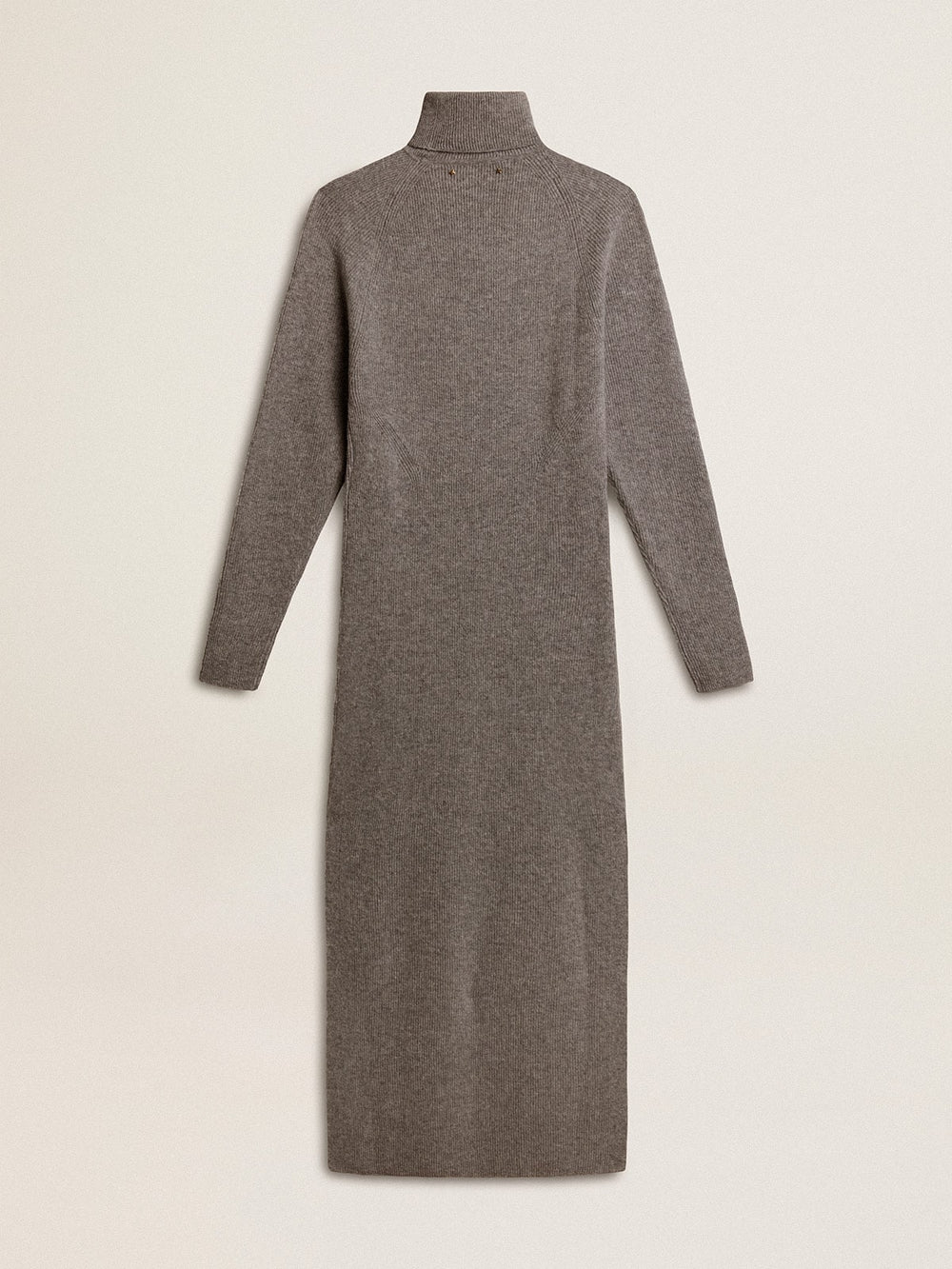 Golden Goose Gray melange ribbed woolen dress with high neck